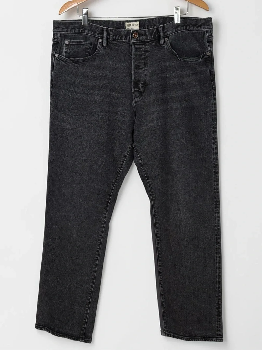 Todd Snyder Black Faded Wash Classic Fit Straight Jeans 38x32 Button Fly